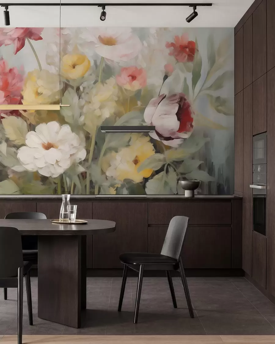 wall murals Abstract flowers, imitation of painting w05877