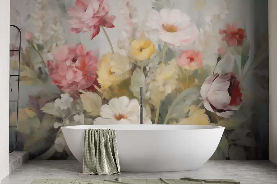 wall murals Abstract flowers, imitation of painting w05877