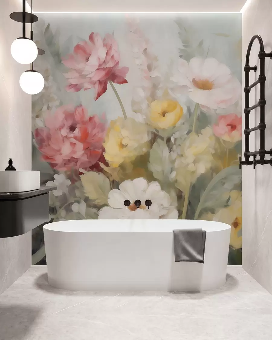 wall murals Abstract flowers, imitation of painting w05877