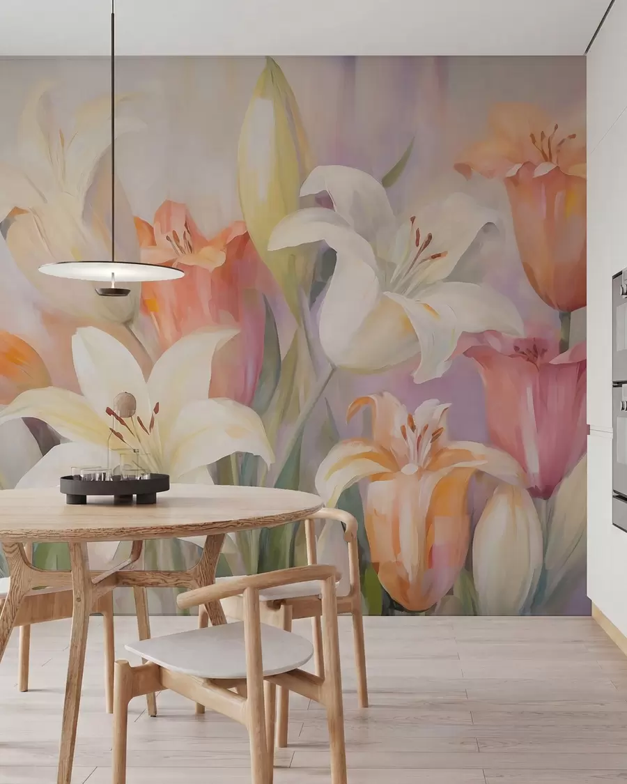 wall murals Abstract lilies, imitation of painting w05878