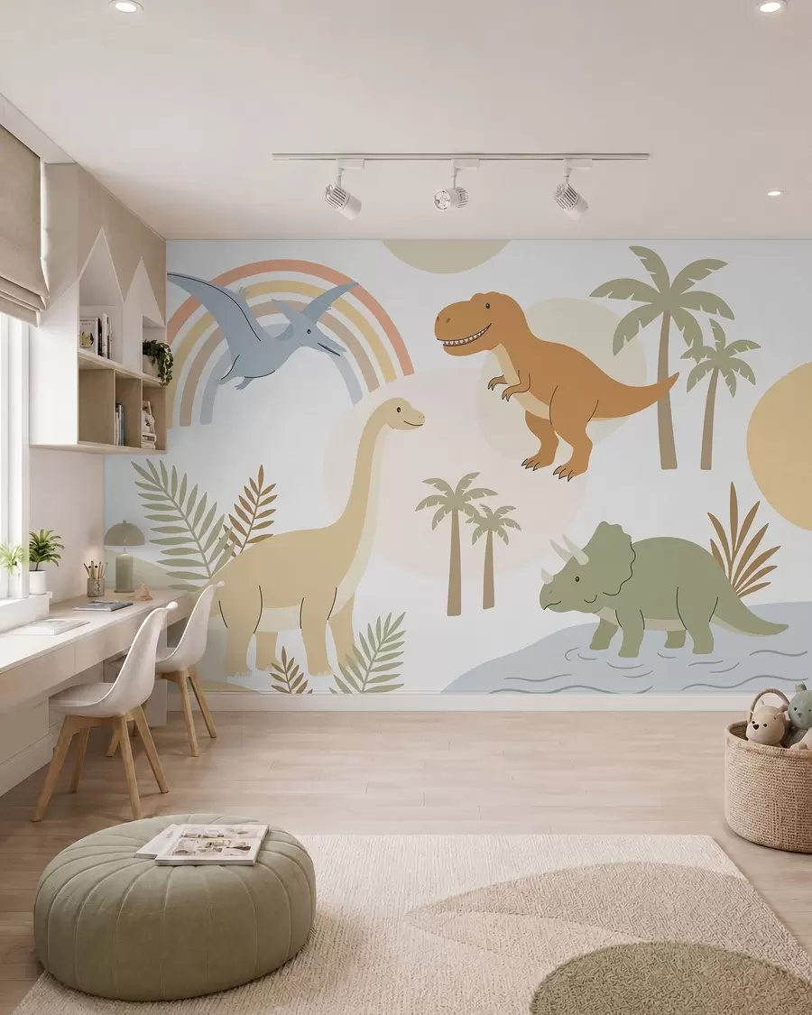 murales Dinosaurios y arcoíris w05842