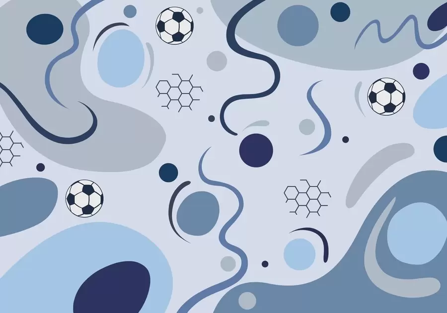 murales Formas abstractas de colores, balones de fútbol y diagramas w05142