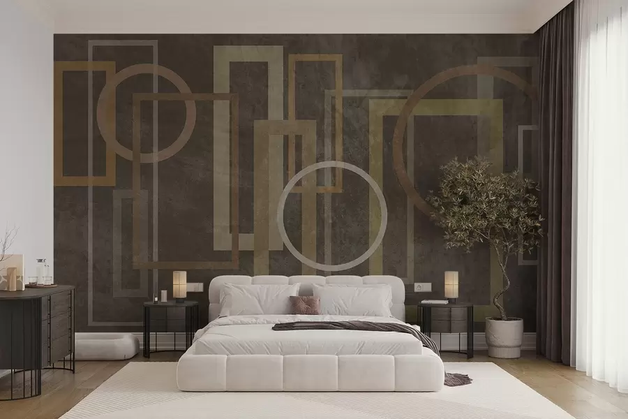 murales Formas geométricas y con textura, como rectángulos y círculos, en tonos tierra w10031