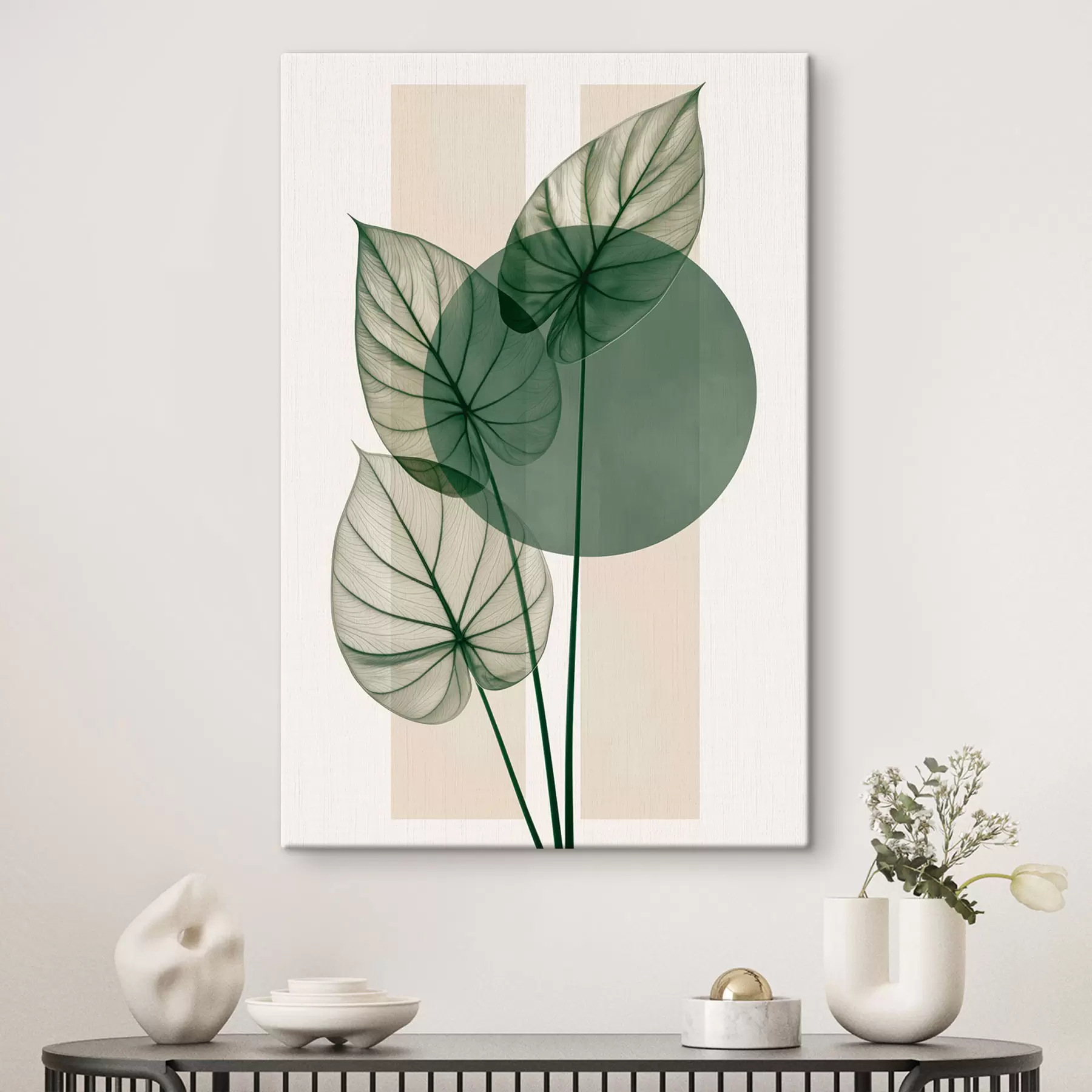 wall murals Abstraction with delicate leaves s50368