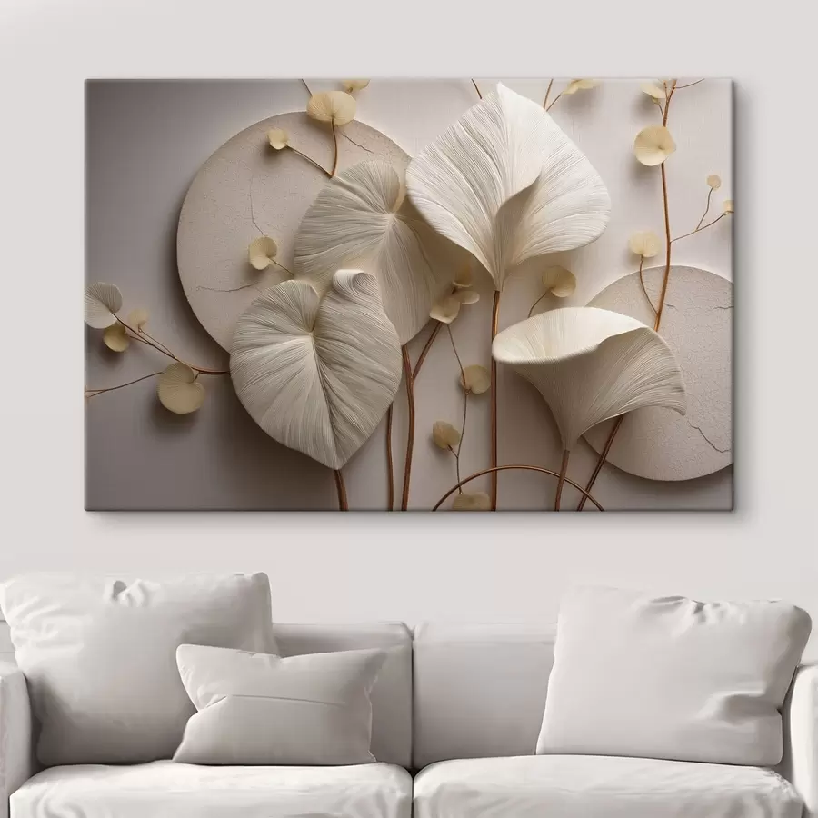 murales Hojas ligeras con ramas delicadas y un efecto tridimensional s50438
