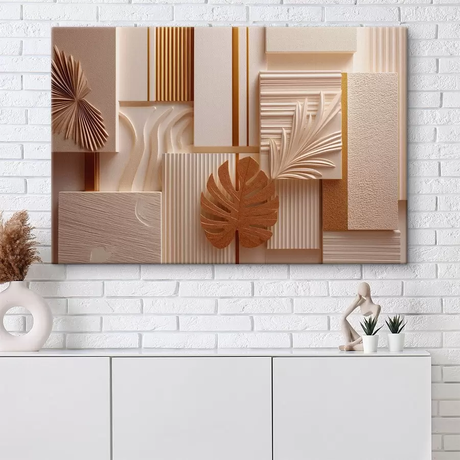 murales Formas geométricas con hojas decorativas s50442