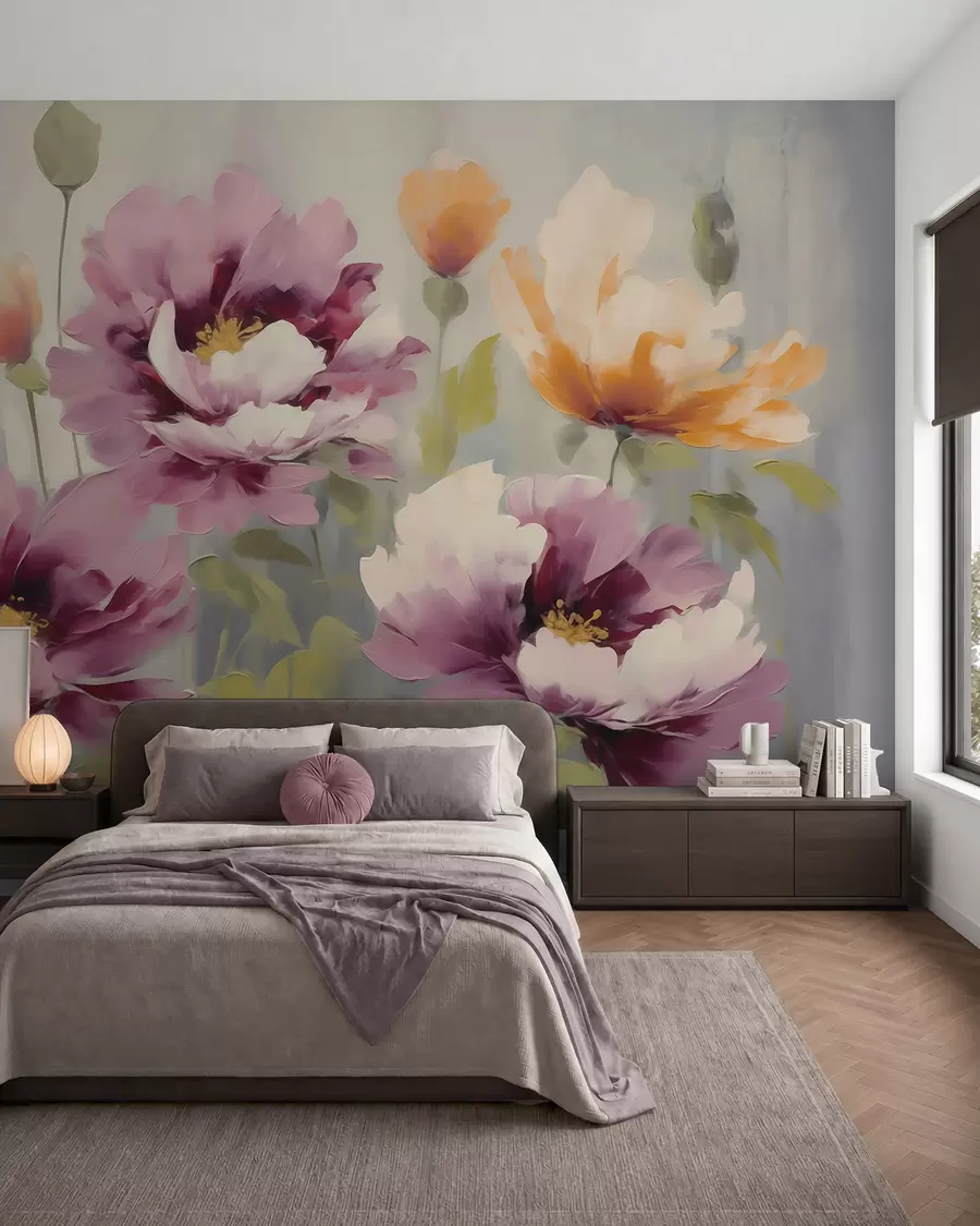 Wall Mural Photo Wallpaper Abstract stylized flowers, imitation of painting w05848