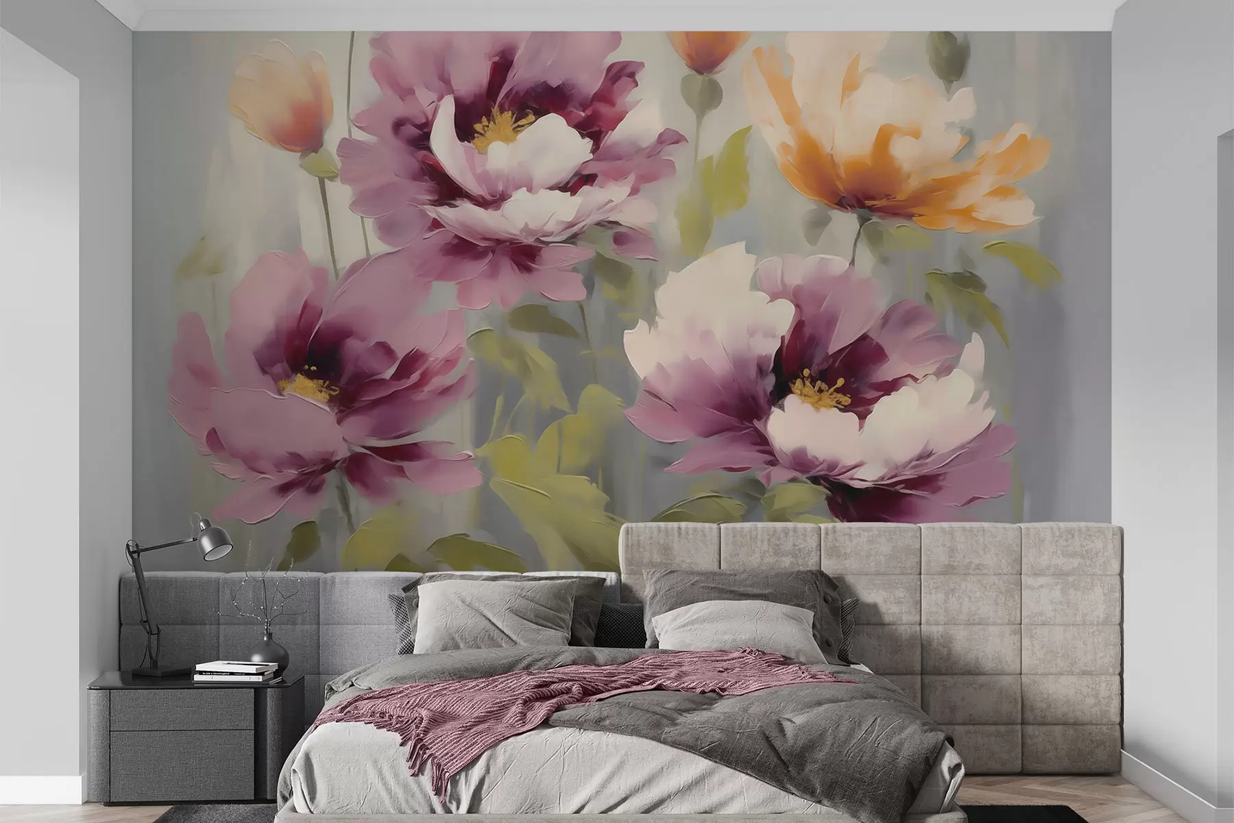 wall murals Abstract stylized flowers, imitation of painting w05848
