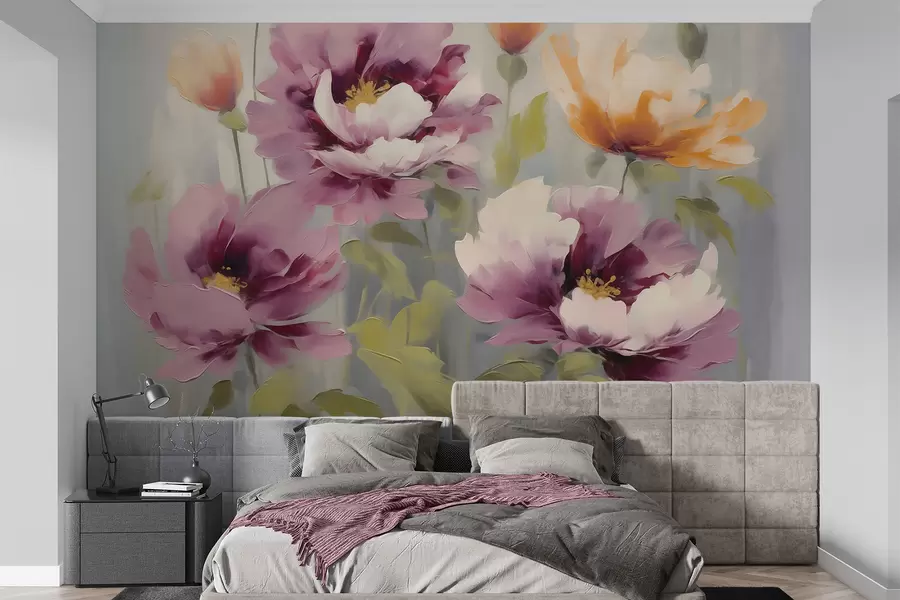 murales Flores abstractas y estilizadas, imitación de una pintura w05848