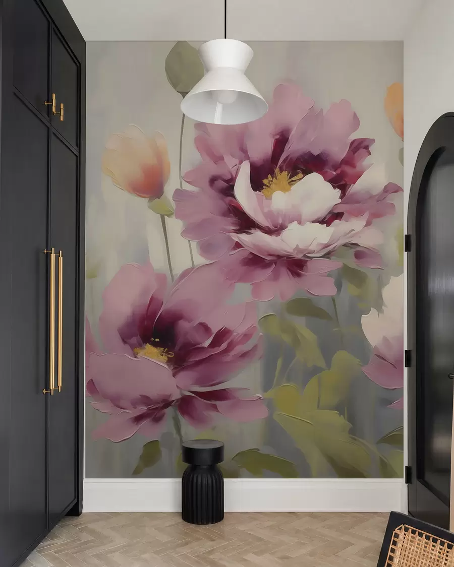 murales Flores abstractas y estilizadas, imitación de una pintura w05848