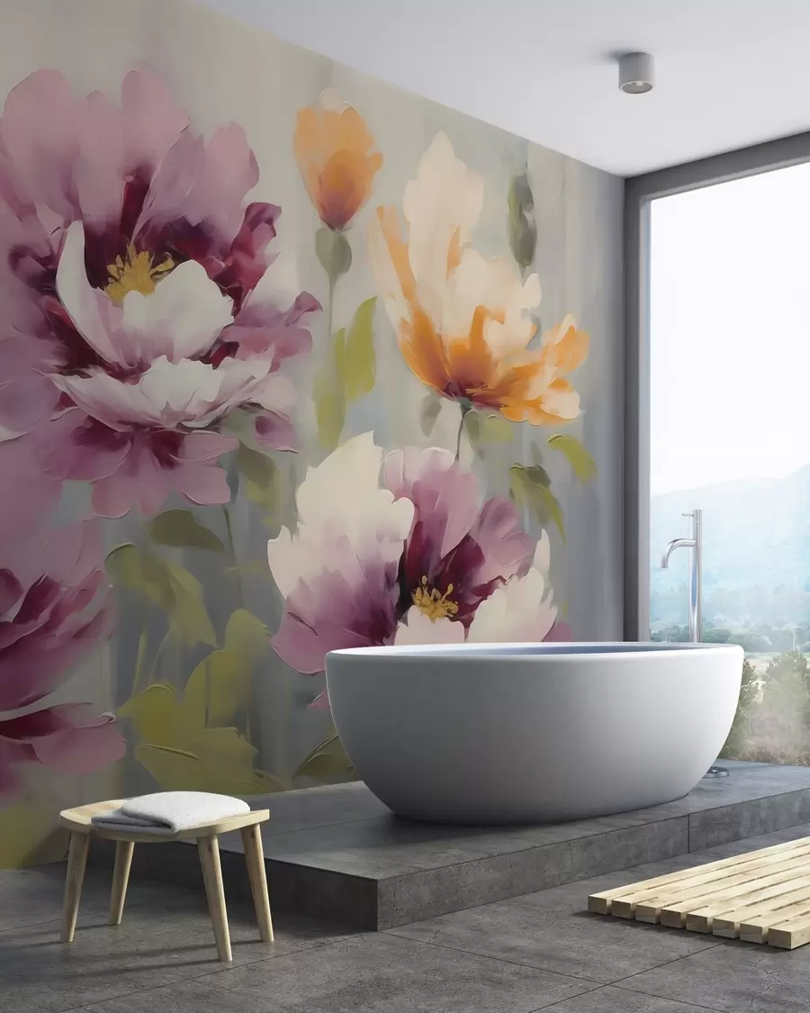 murales Flores abstractas y estilizadas, imitación de una pintura w05848