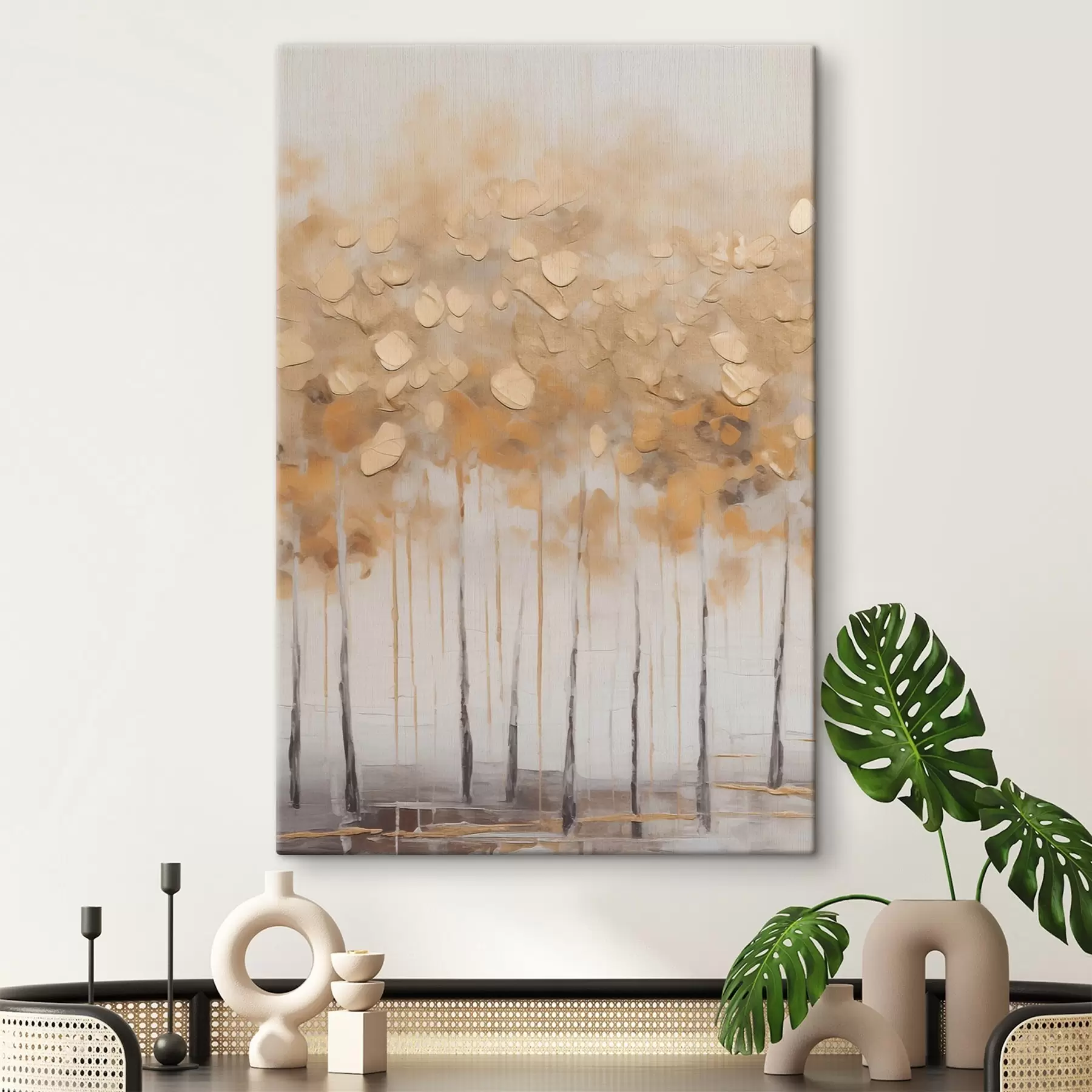 wall murals Autumn Birches in Beige Tones s50387