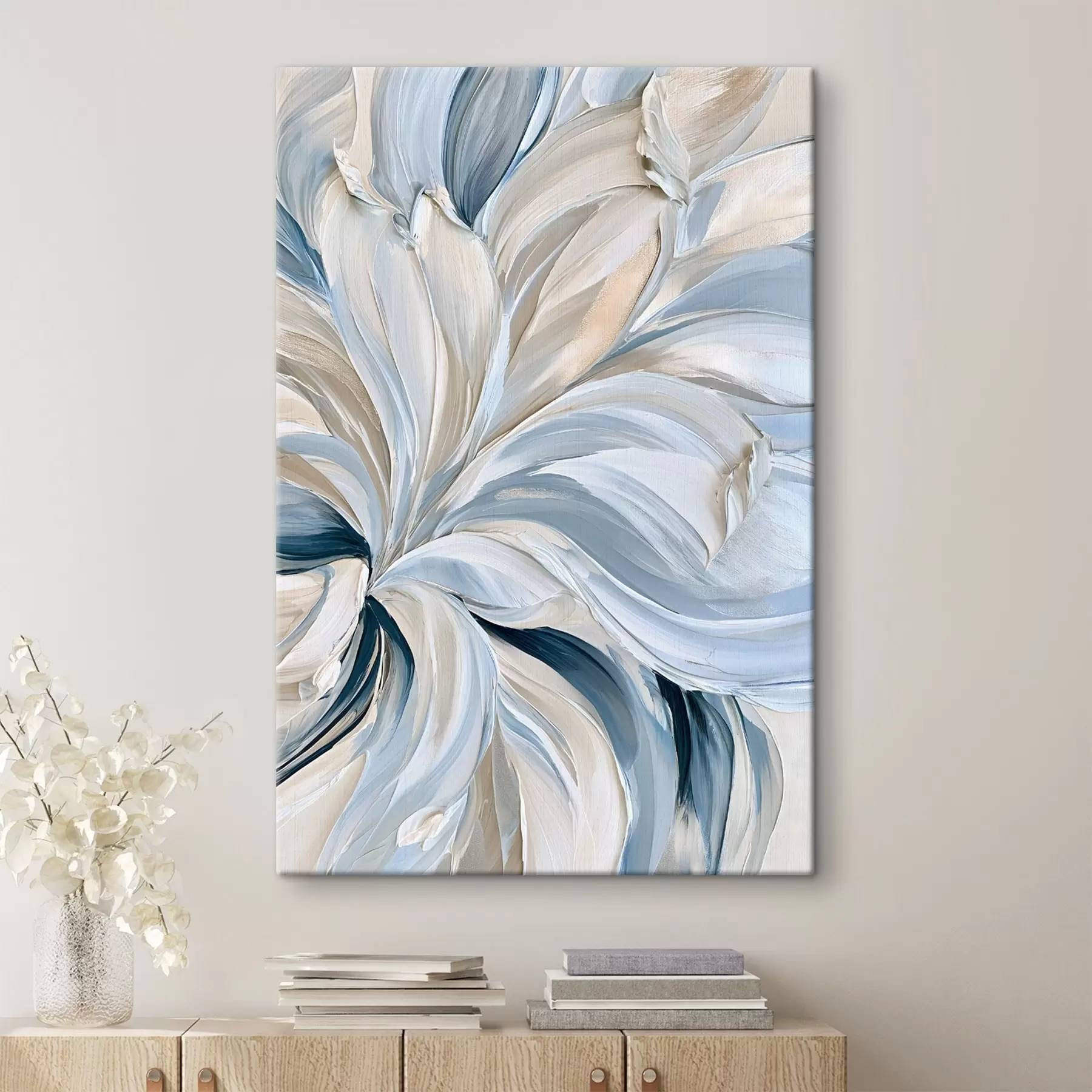 wall murals Picturesque brushstrokes in shades of blue s50469