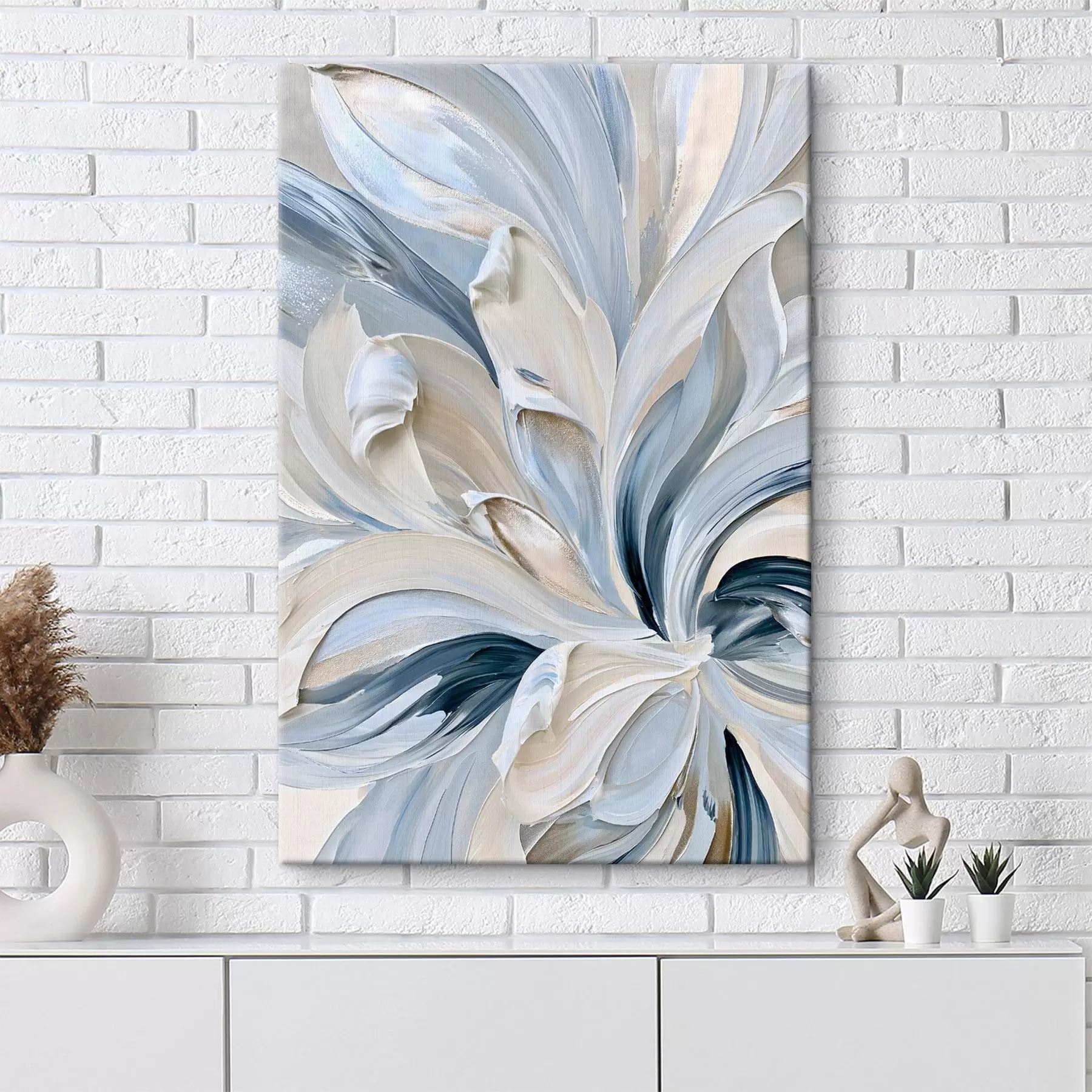 wall murals Picturesque brushstrokes in shades of blue s50470