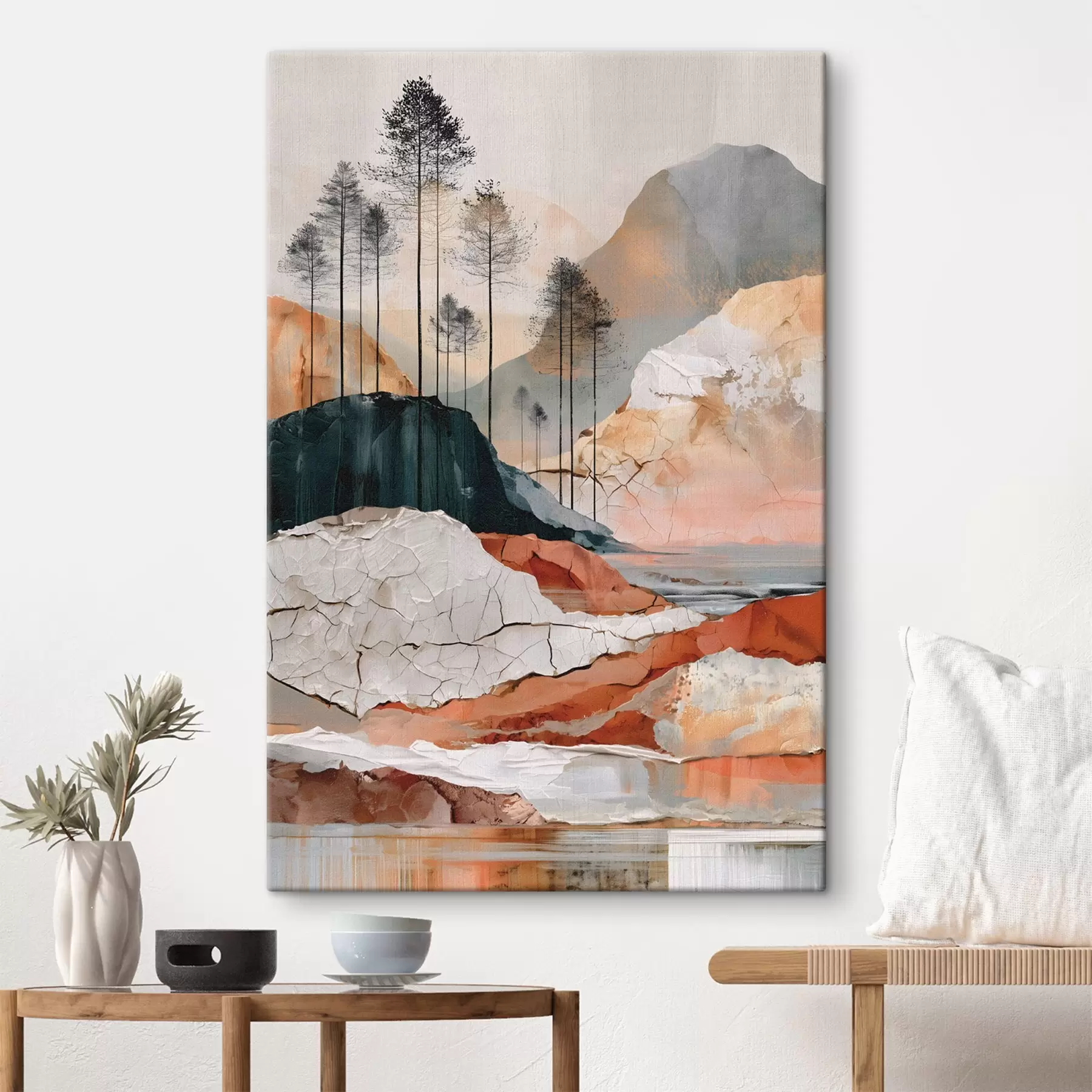 wall murals A textured abstract landscape with trees s50475