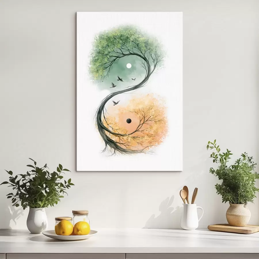 murales Un árbol con la forma del símbolo del yin y el yang s50482