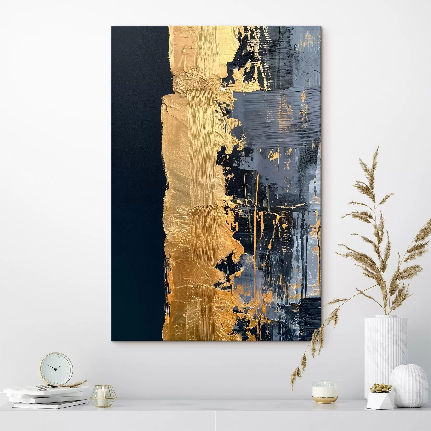 wall murals An abstract painting featuring a stripe and simulated brushstrokes s50486