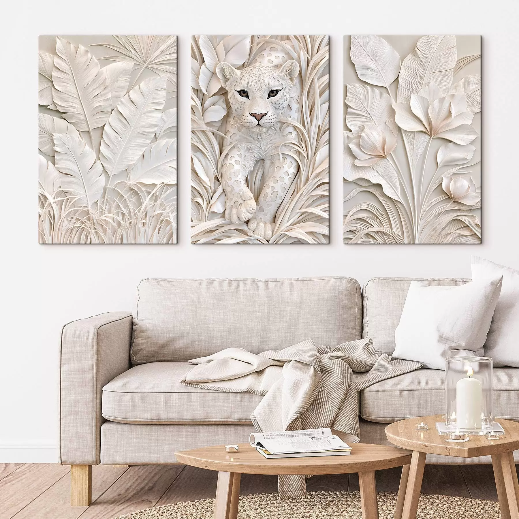 murales Un leopardo en los trópicos, representado en estilo de bajorrelieve m30936