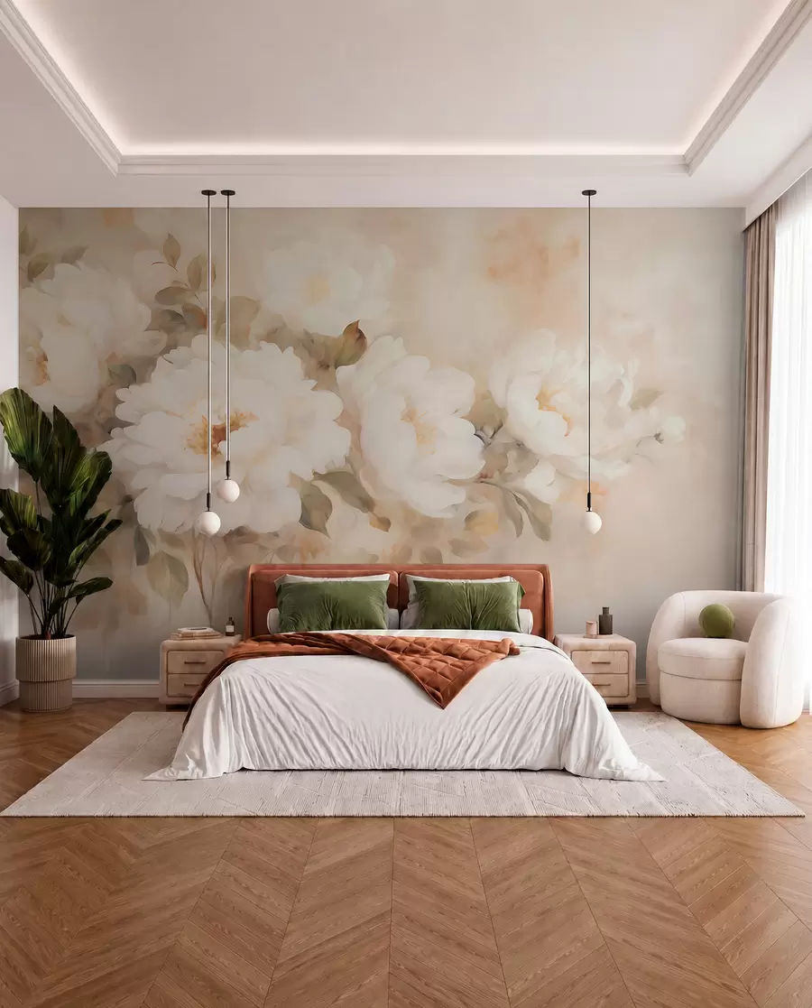 Wall Mural Photo Wallpaper Vintage-style peonies w05835