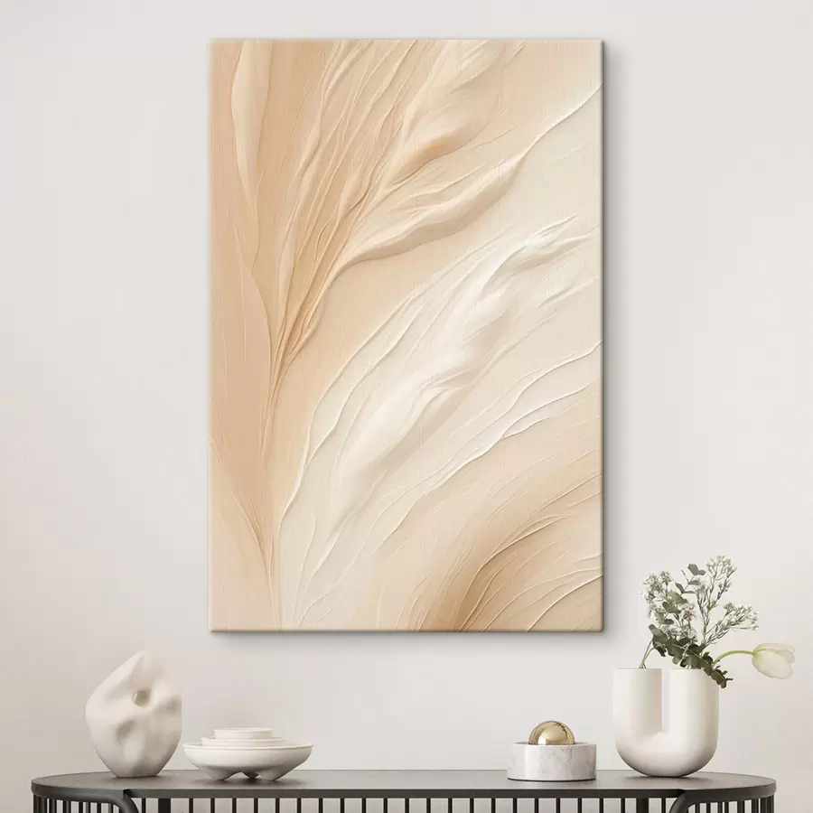 wall murals Delicate, light-colored abstract floral texture against a soft, peachy background s50627