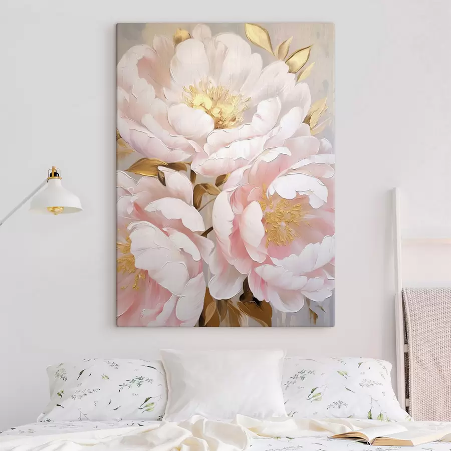 wall murals Light pink peonies, textured brushstrokes style, abstract background s50628