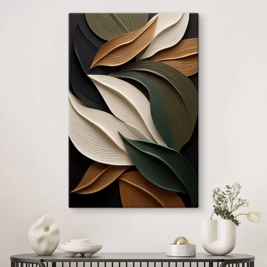 wall murals Abstract textured composition of layered, curved shapes in earthy tones s50630