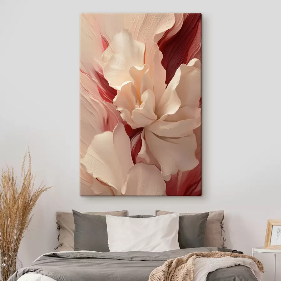 murales Pétalos delicados y superpuestos, con toques rojos y rosas s50634