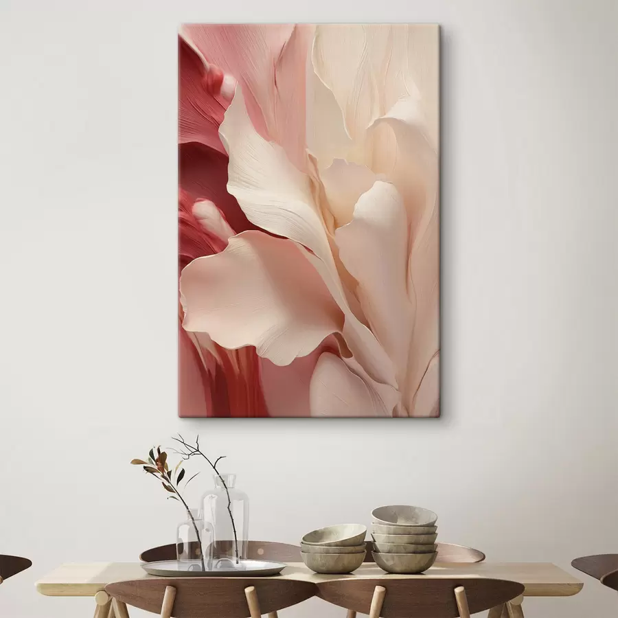 murales Pétalos delicados y superpuestos, con toques rojos y rosas s50635