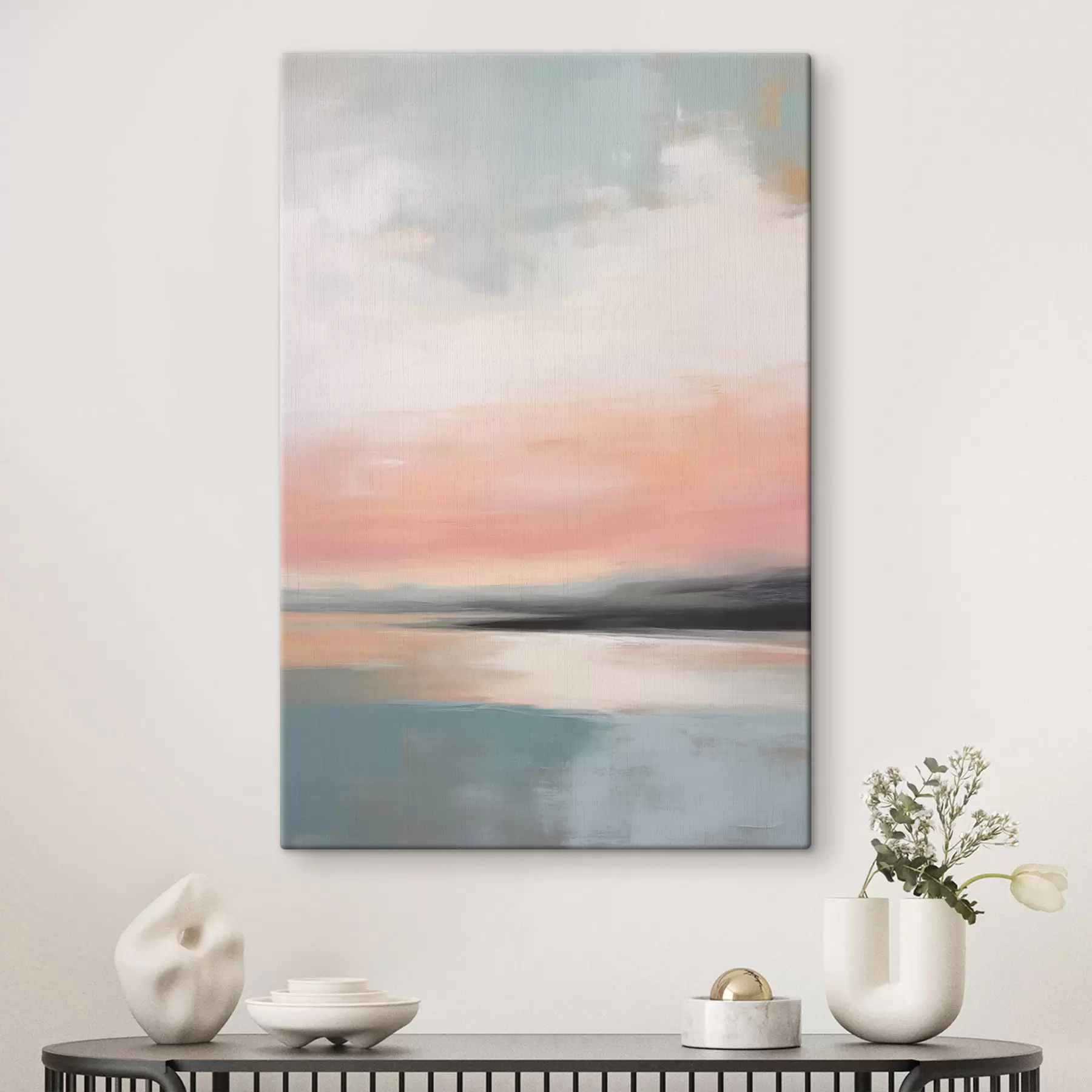 wall murals Abstract minimalistic sea landscape with soft pastel palette s50640