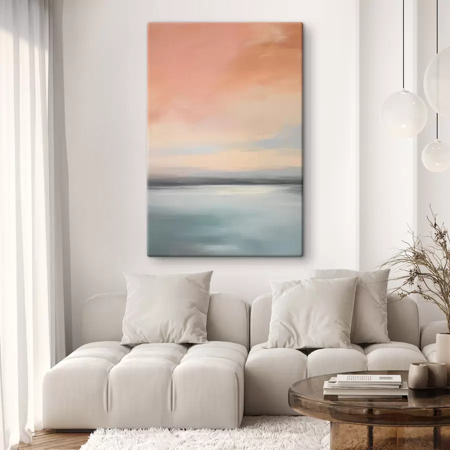 wall murals Abstract minimalistic sea landscape with soft pastel palette s50641