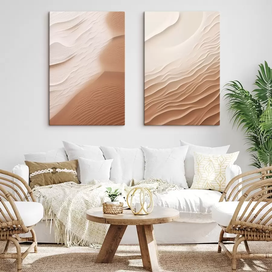 wall murals Abstract sand dunes in a desert, with smooth, flowing curves and textures m30956