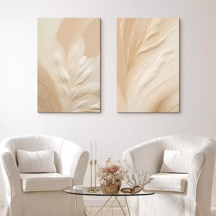 wall murals Delicate, light-colored abstract floral texture against a soft, peachy background m30962