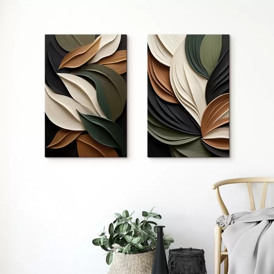 wall murals Abstract textured composition of layered, curved shapes in earthy tones m30964