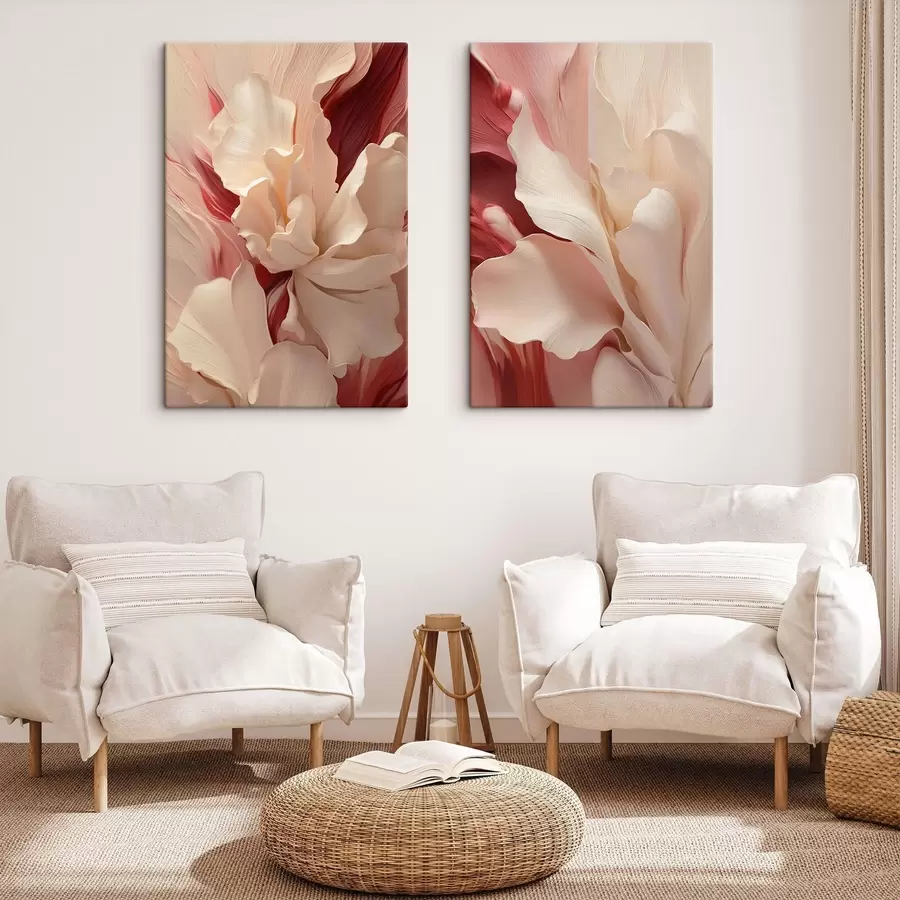 wall murals Delicate, layered petals, red and pink accents m30966