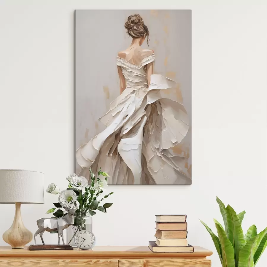 wall murals A girl in a dress with her back turned s50659