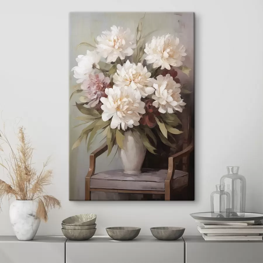 wall murals A bouquet of flowers in a vase, imitation of painting s50677
