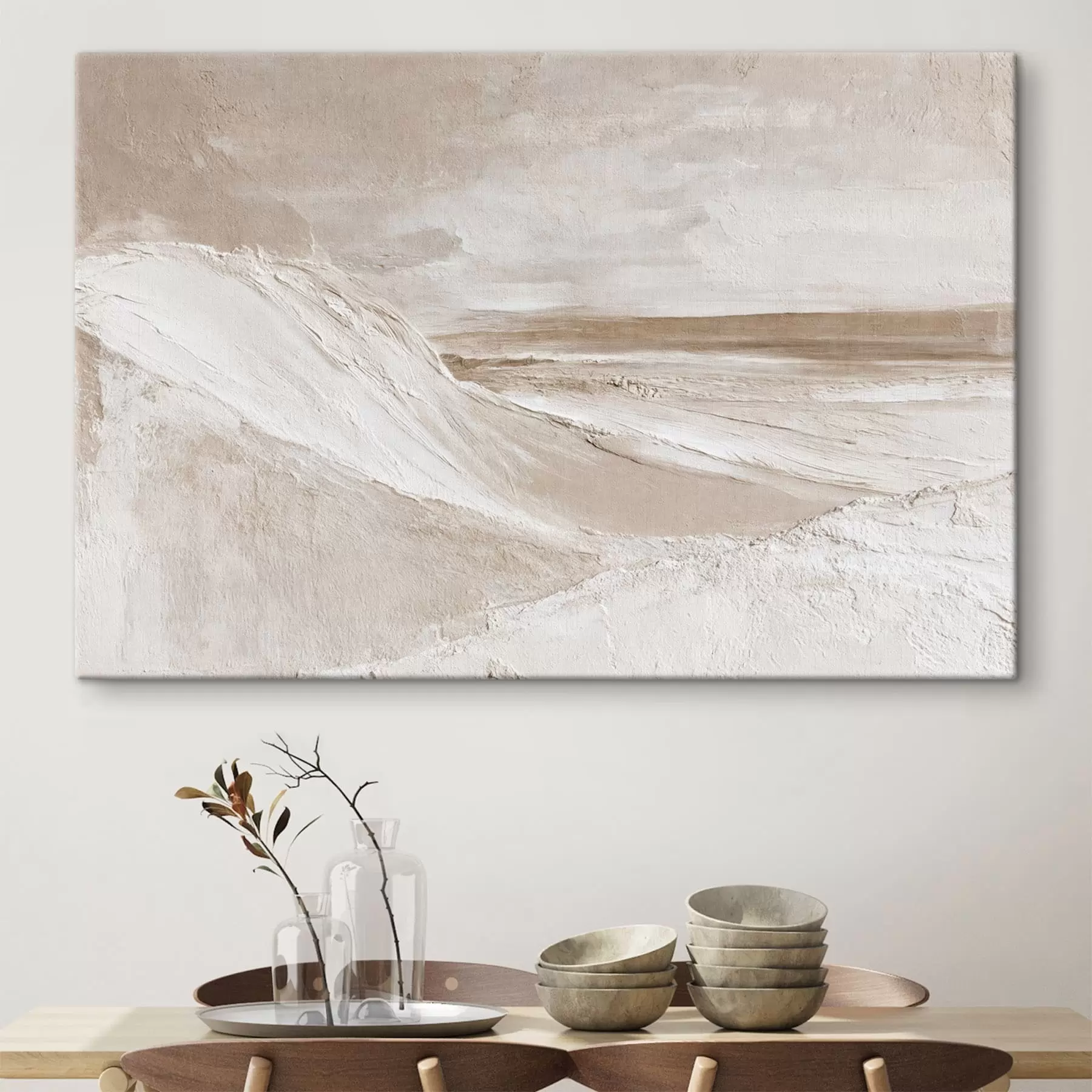 wall murals Abstract textured landscape in pale beige tones s50577