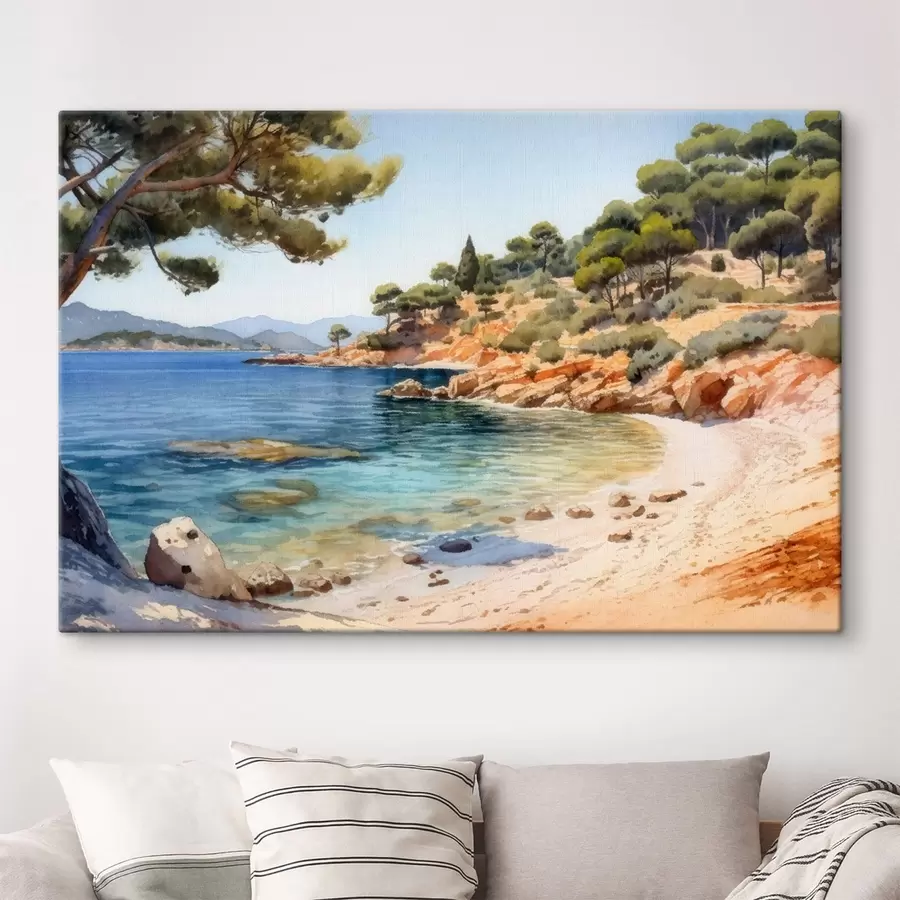murales Cala con costa rocosa y pinos s50579