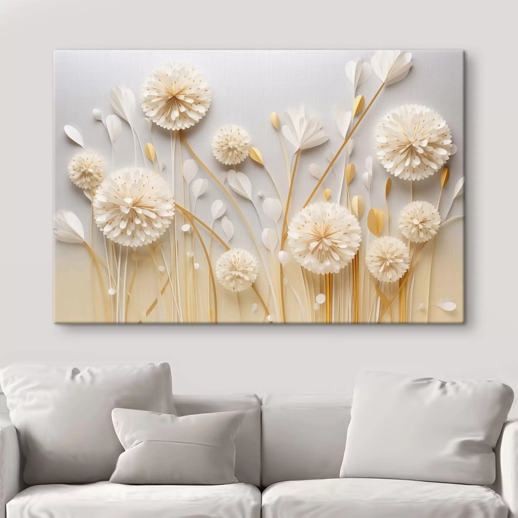 murales Flores redondas en tallos oro s50581