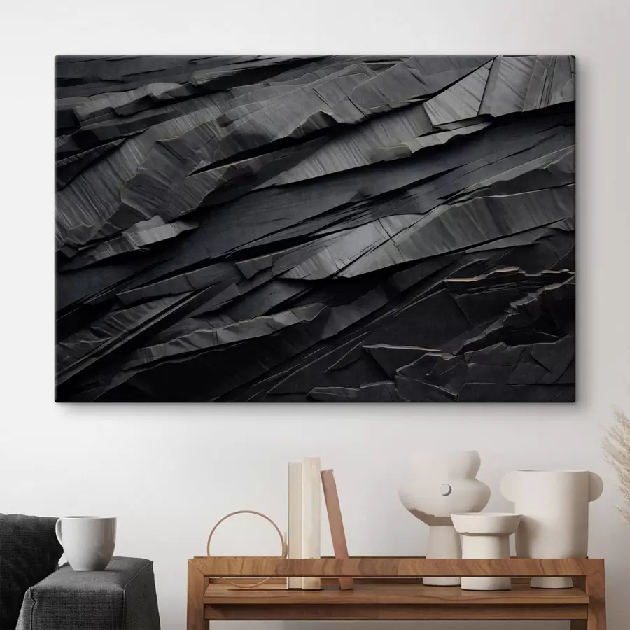 wall murals Dark layered rock forms with fine veins s50583