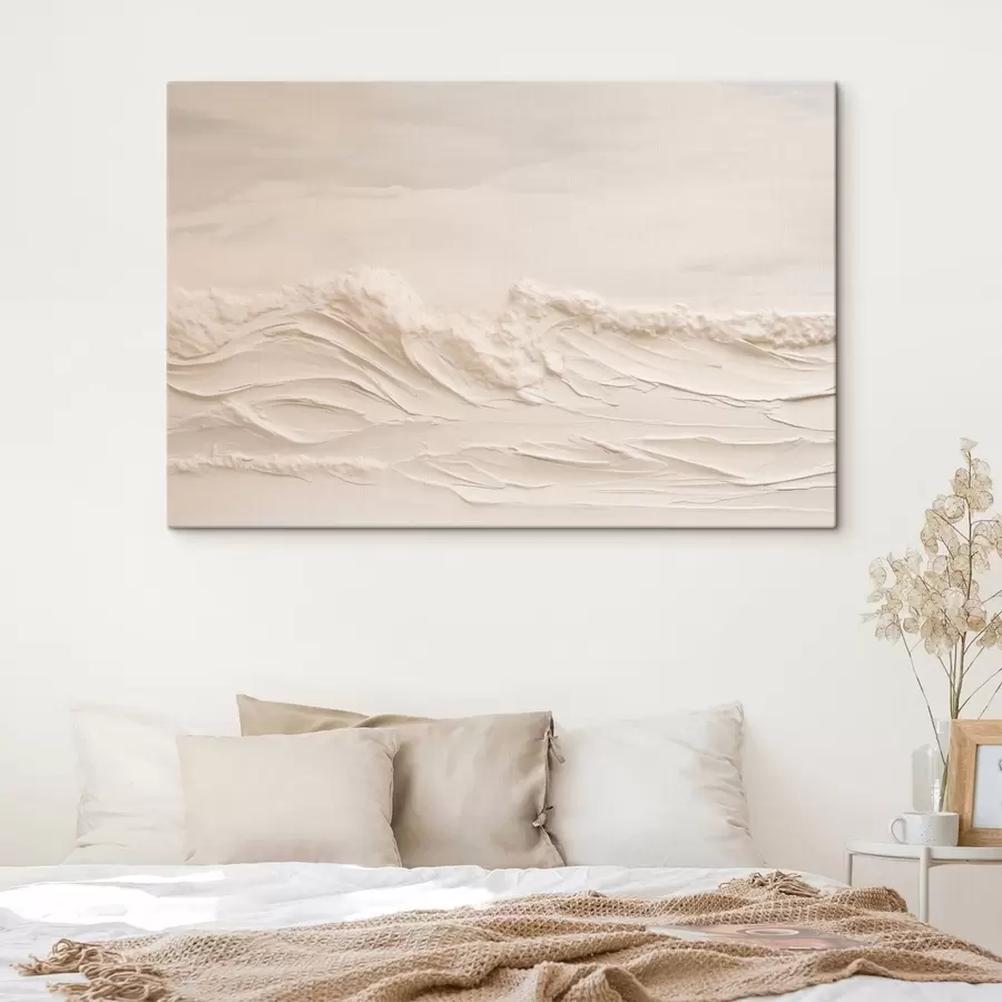 Wall Mural Photo Wallpaper Textured sea waves in pale cream tones s50596