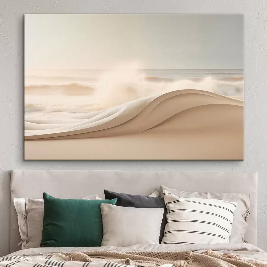Wall Mural Photo Wallpaper Stylized flowing waves against the sea s50597
