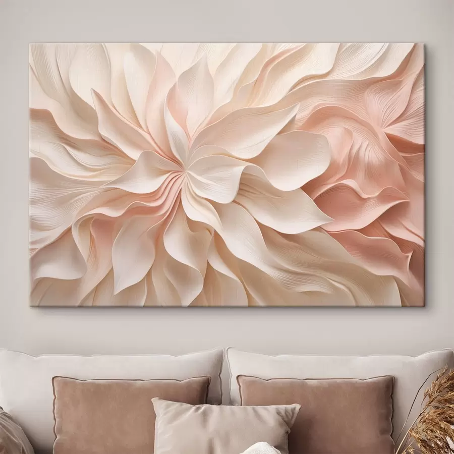 Wall Mural Photo Wallpaper Dimensional floral forms in cream and pink tones s50599