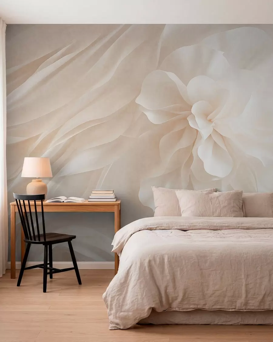 Wall Mural Photo Wallpaper Voluminous white flower among flowing pale forms w05894