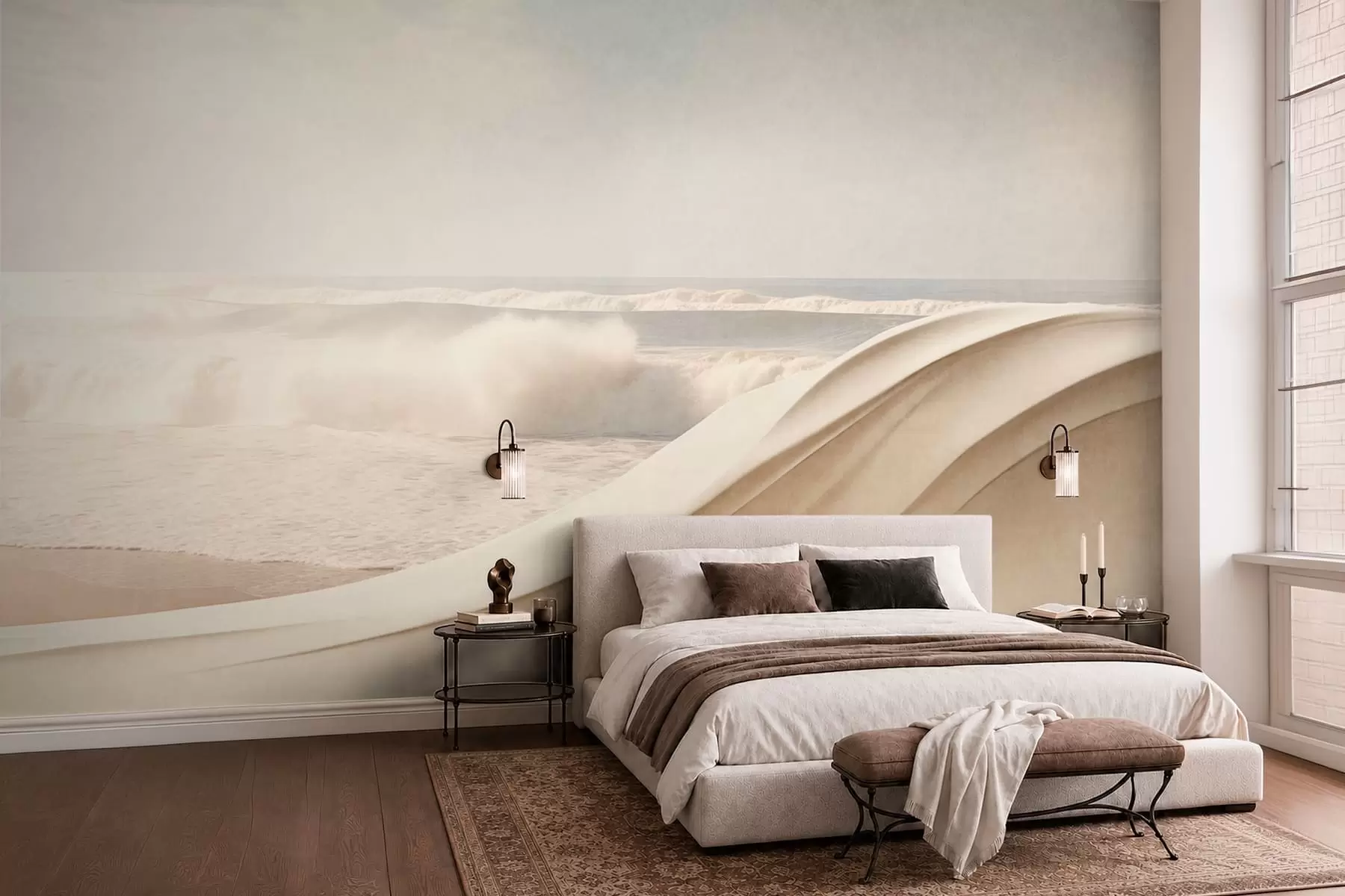 wall murals Ocean waves among flowing sandy forms w05895