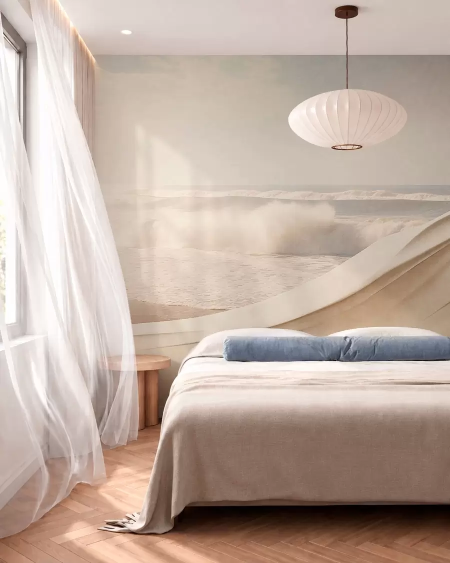 wall murals Ocean waves among flowing sandy forms w05895