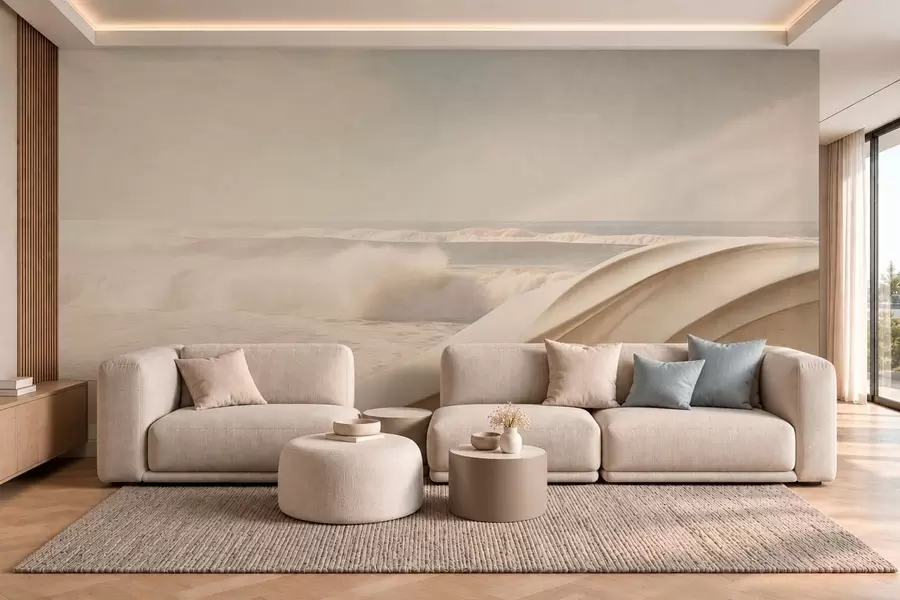 Wall Mural Photo Wallpaper Ocean waves among flowing sandy forms w05895