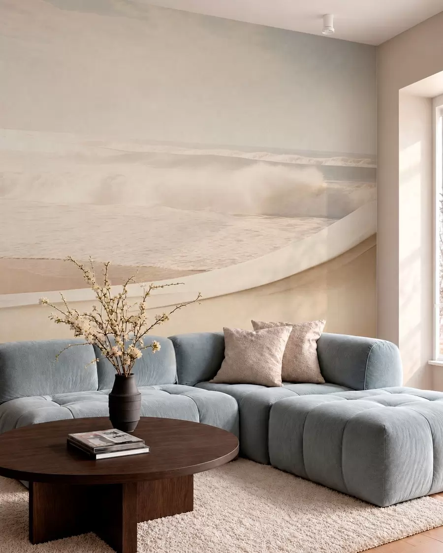 Wall Mural Photo Wallpaper Ocean waves among flowing sandy forms w05895