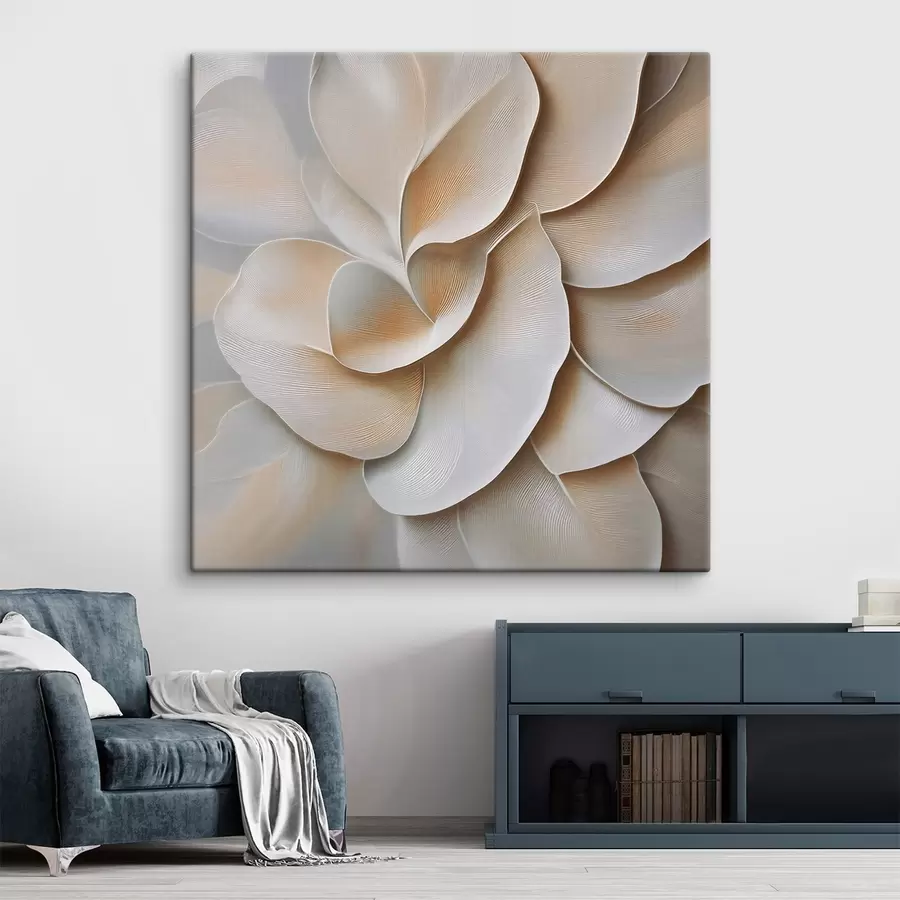 wall murals A floral composition with a textured relief surface in a beige and cream palette s50002