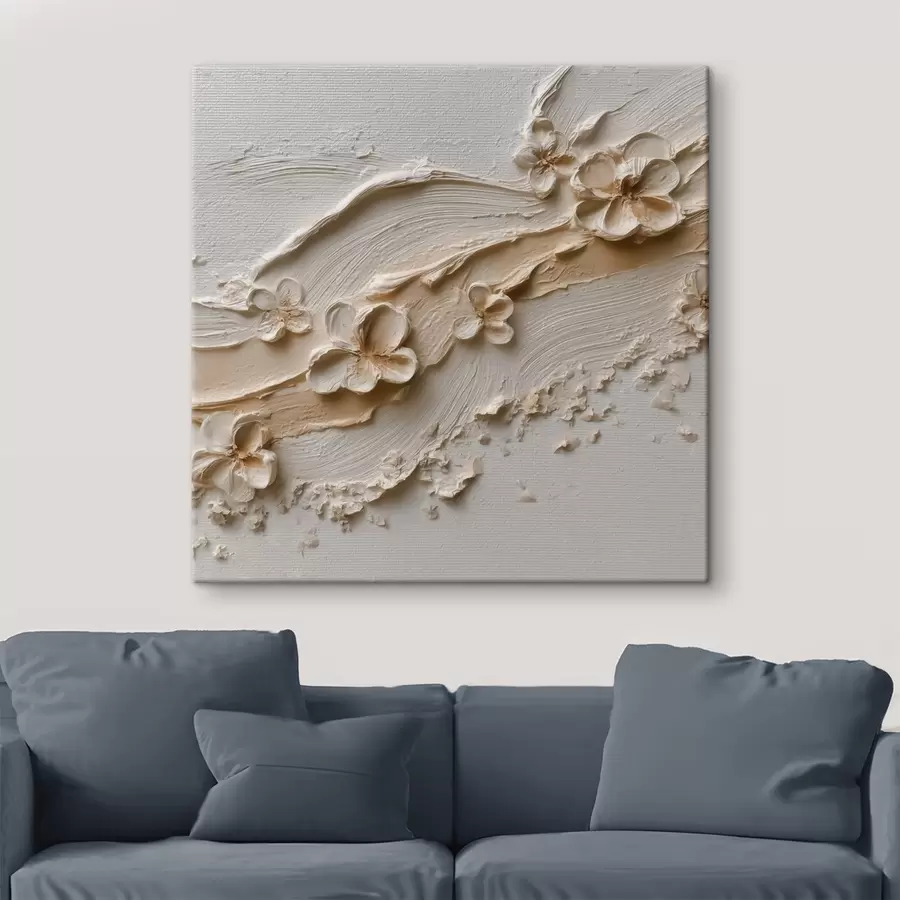 wall murals A decorative botanical scene with pronounced relief in the style of contemporary painting s50003